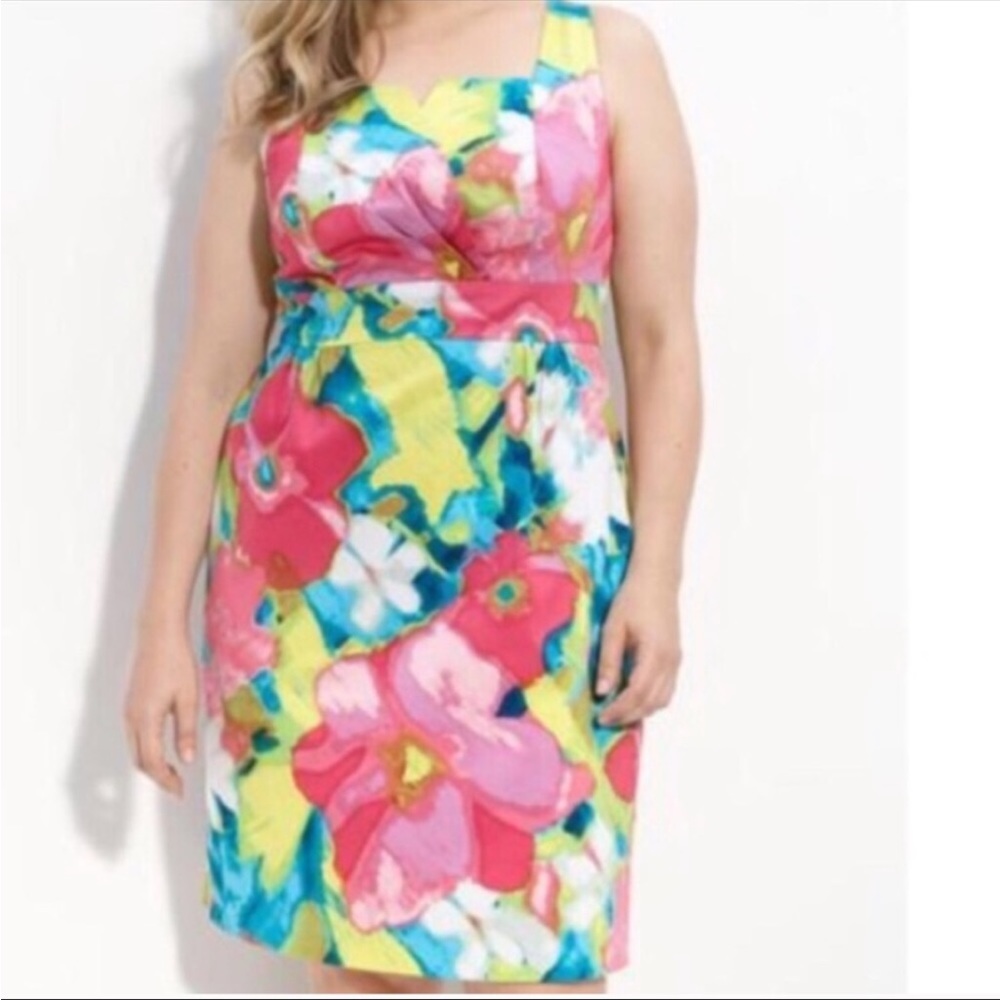 Donna Morgan watercolor floral sheath dress